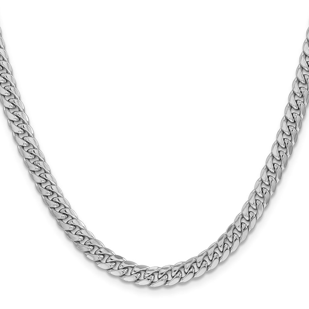 14k White Gold 6mm Semi-Solid Miami Cuban Chain - Product Photo