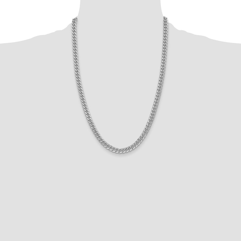 14k White Gold 6mm Semi-Solid Miami Cuban Chain - Product Photo