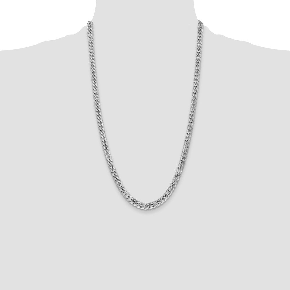 14k White Gold 6mm Semi-Solid Miami Cuban Chain - Product Photo
