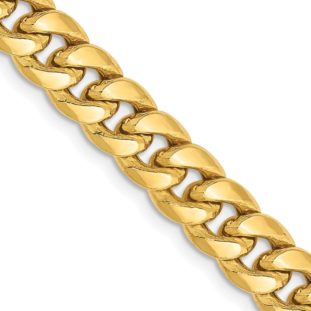 14K Yellow Gold 6.75mm Semi-Solid Miami Cuban Chain Necklace 20"-28"