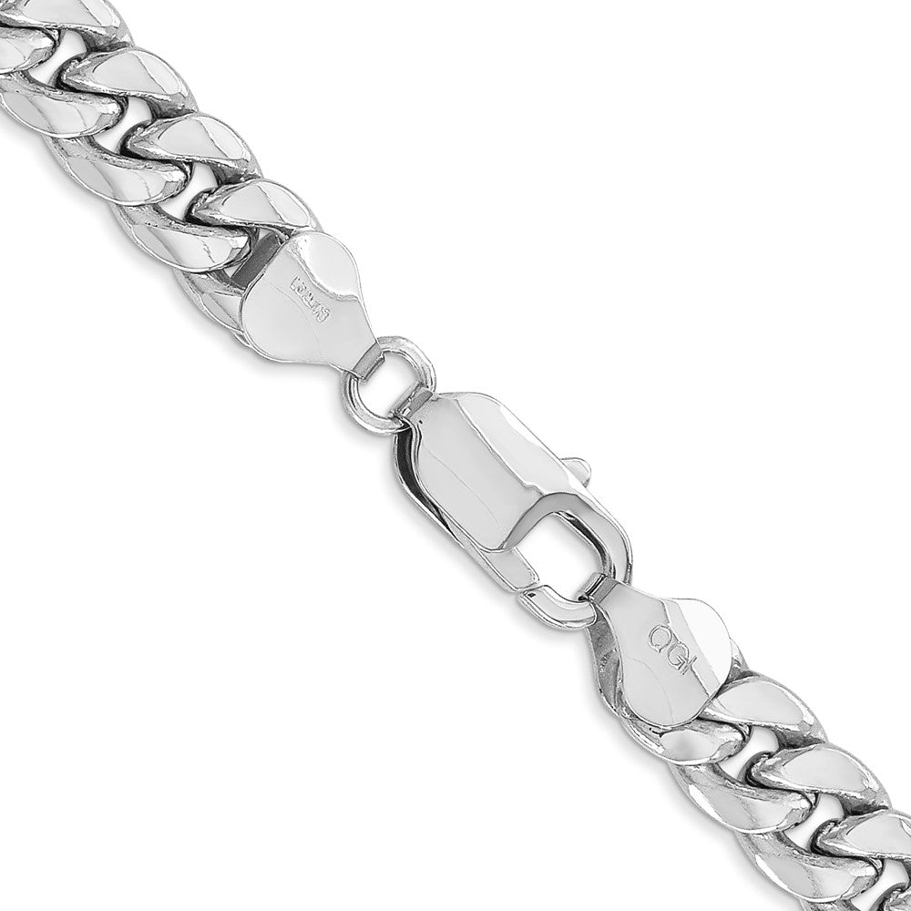 14k White Gold 7.3mm Semi-Solid Miami Cuban Chain - Product Photo