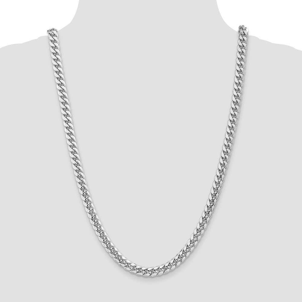 14k White Gold 7.3mm Semi-Solid Miami Cuban Chain - Product Photo