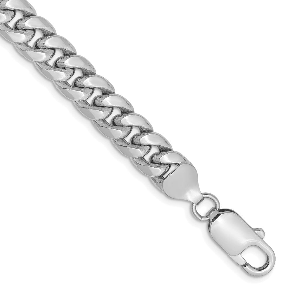 14K White Gold 7.3mm Semi-Solid Miami Cuban Chain Bracelet 7"-9"