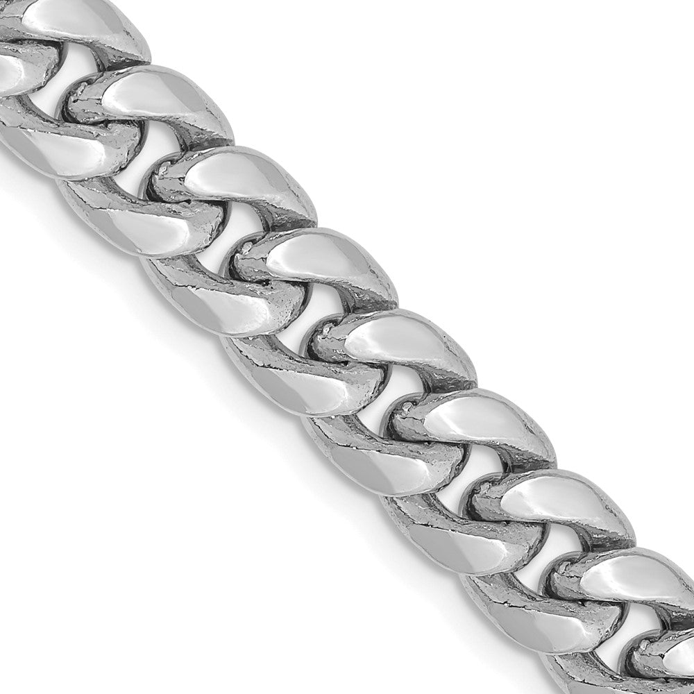 14K White Gold 7.3mm Semi-Solid Miami Cuban Chain Necklace 18"-26"