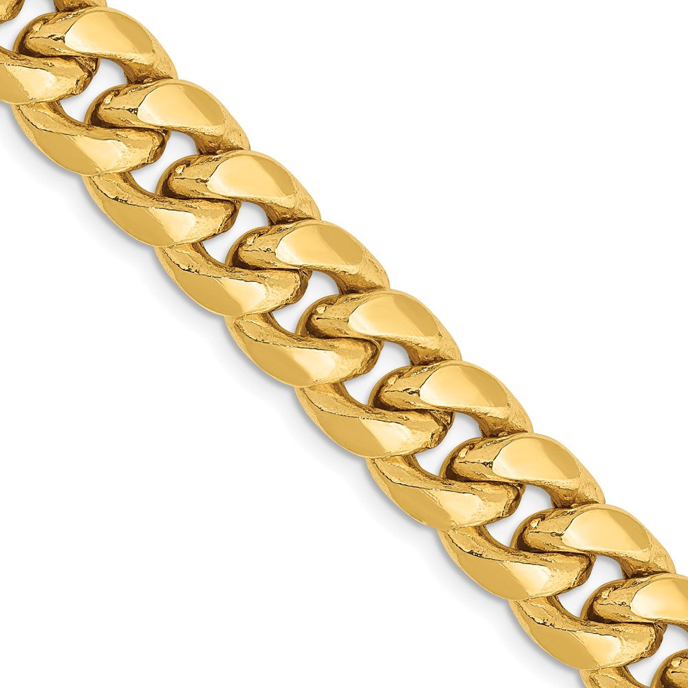 14K Yellow Gold 9.3mm Semi-Solid Miami Cuban Chain Necklace 20"-30"