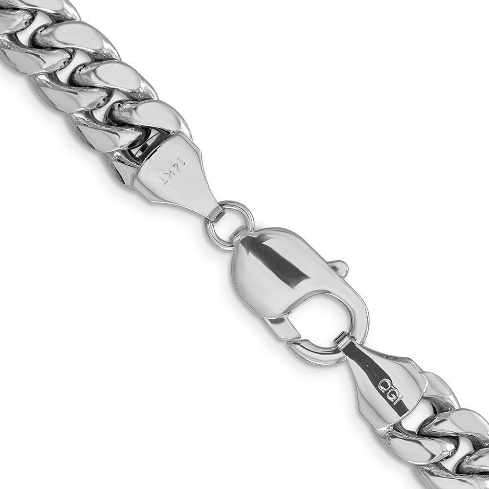14k White Gold 9.3mm Semi-Solid Miami Cuban Chain - Product Photo