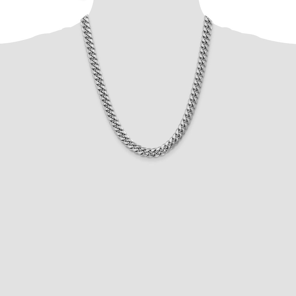 14k White Gold 9.3mm Semi-Solid Miami Cuban Chain - Product Photo