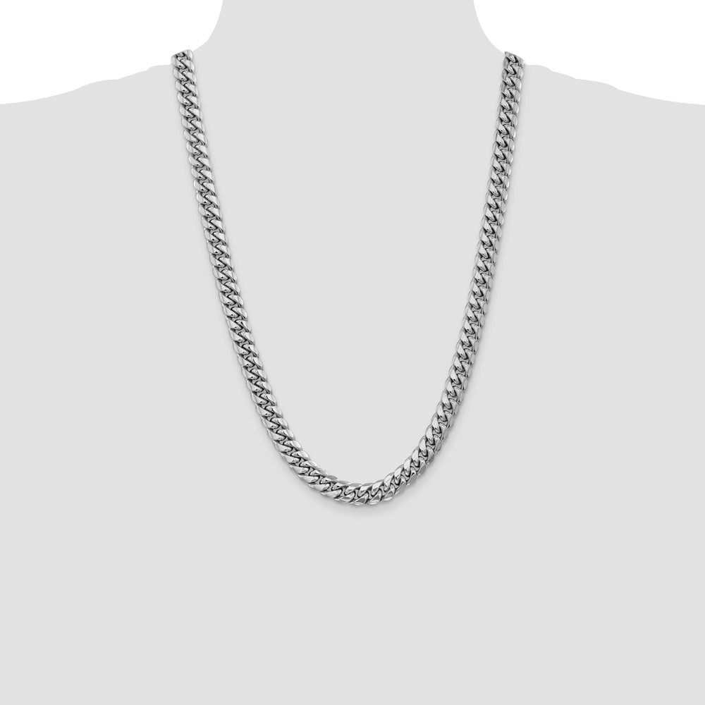 14k White Gold 9.3mm Semi-Solid Miami Cuban Chain - Product Photo