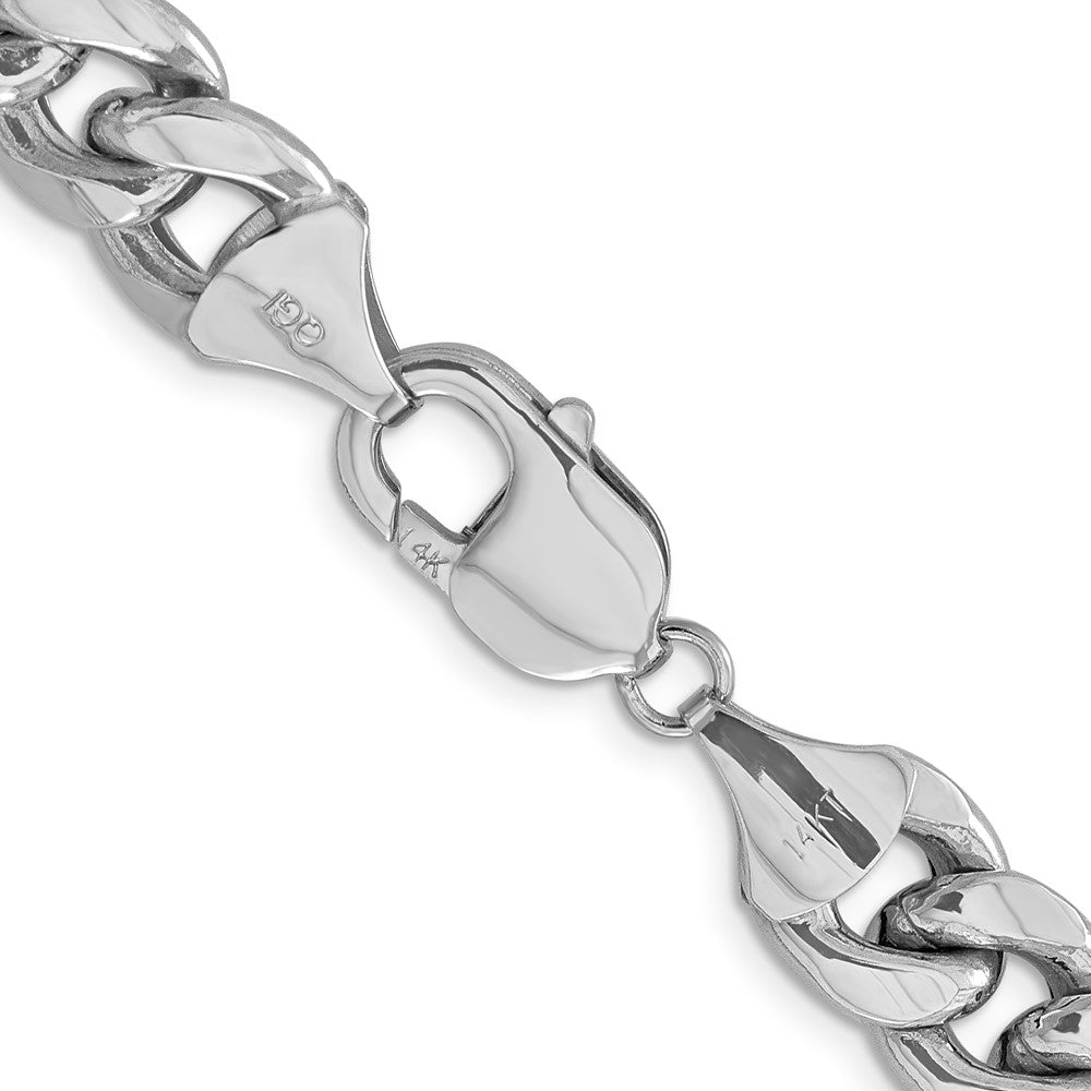 14k White Gold 11mm Semi-Solid Miami Cuban Chain - Product Photo