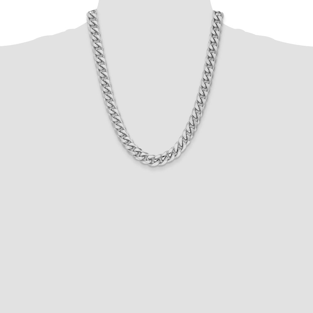 14k White Gold 11mm Semi-Solid Miami Cuban Chain - Product Photo