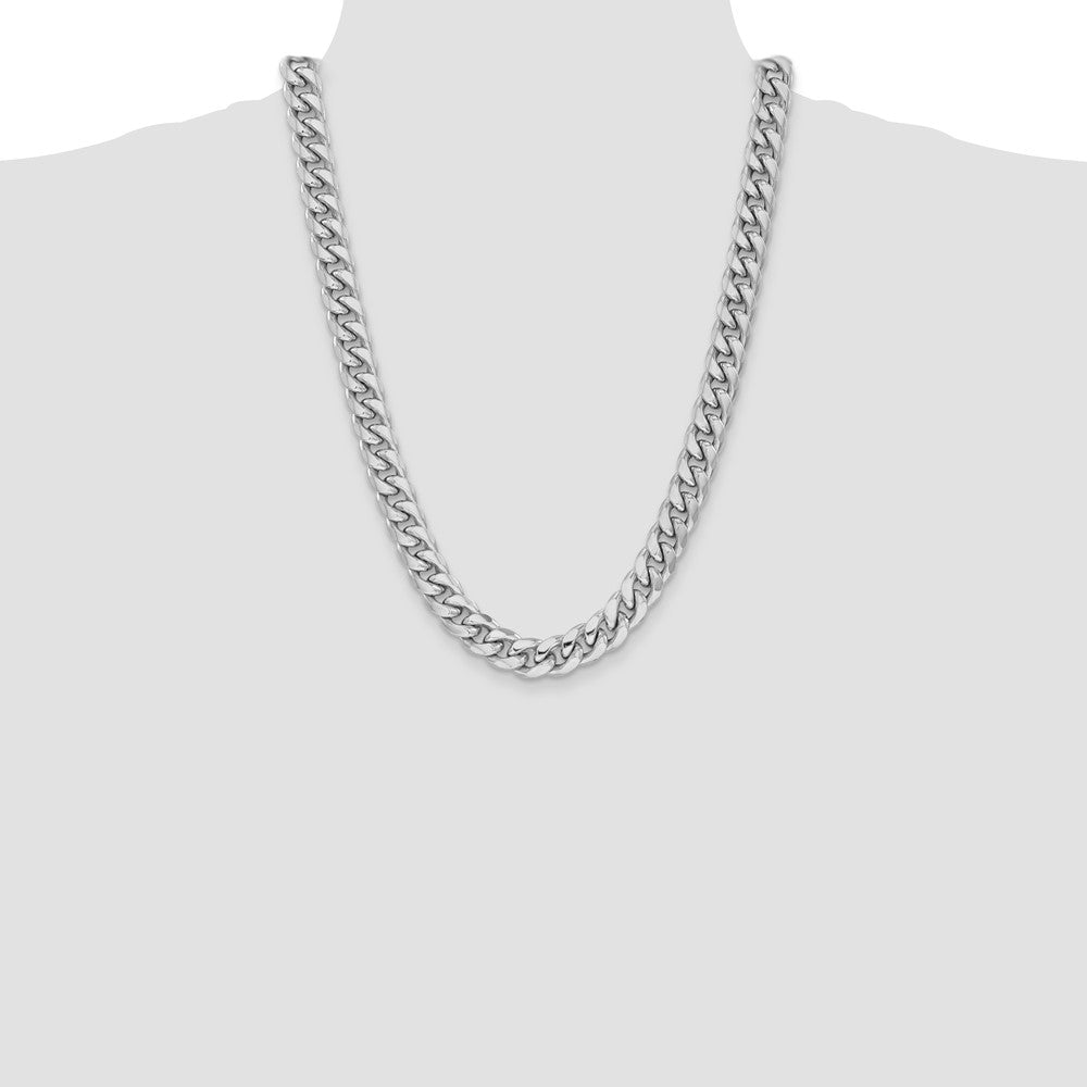 14k White Gold 11mm Semi-Solid Miami Cuban Chain - Product Photo