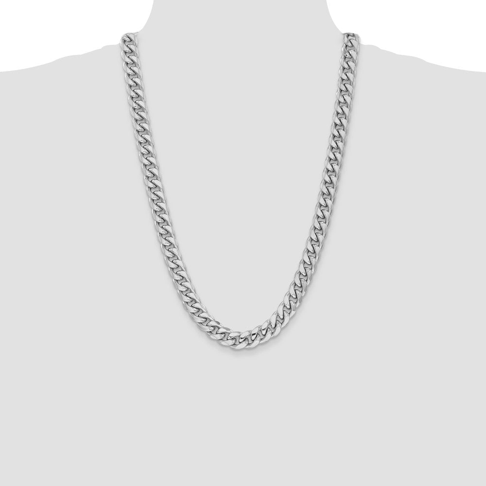 14k White Gold 11mm Semi-Solid Miami Cuban Chain - Product Photo