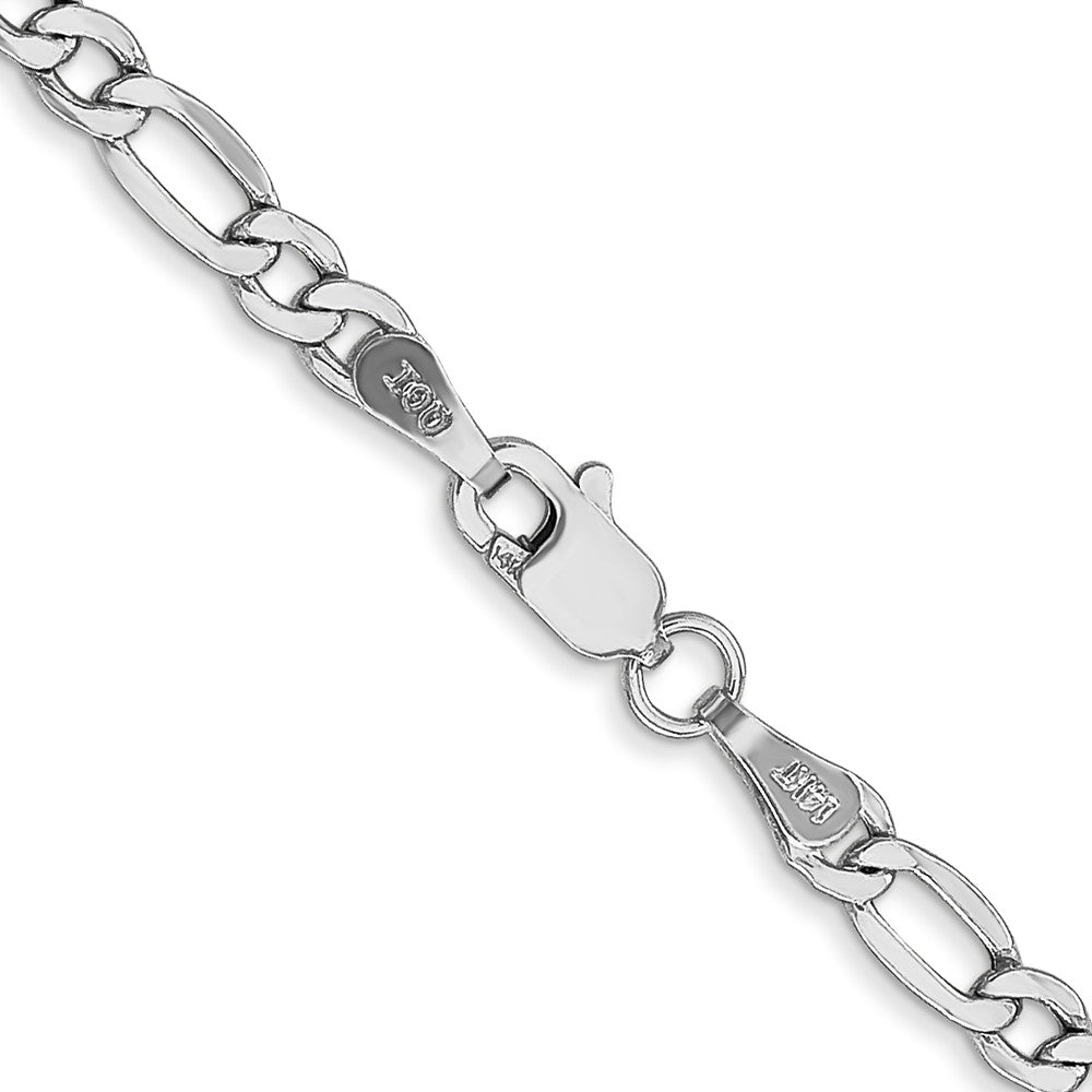 14k White Gold 3.5mm Semi-Solid Figaro Chain - Product Photo