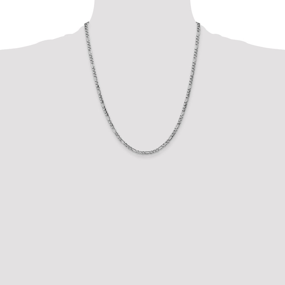 14k White Gold 3.5mm Semi-Solid Figaro Chain - Product Photo