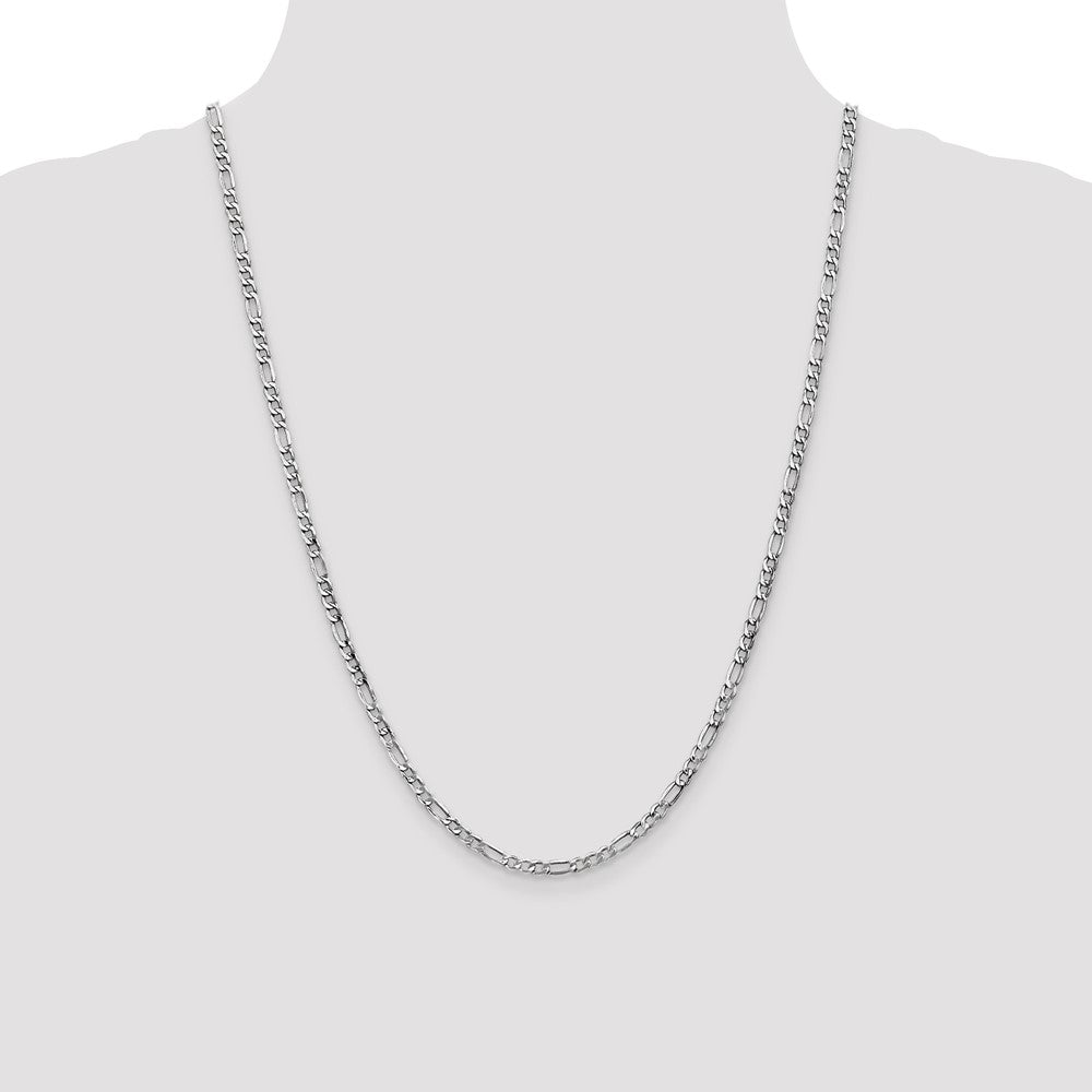 14k White Gold 3.5mm Semi-Solid Figaro Chain - Product Photo