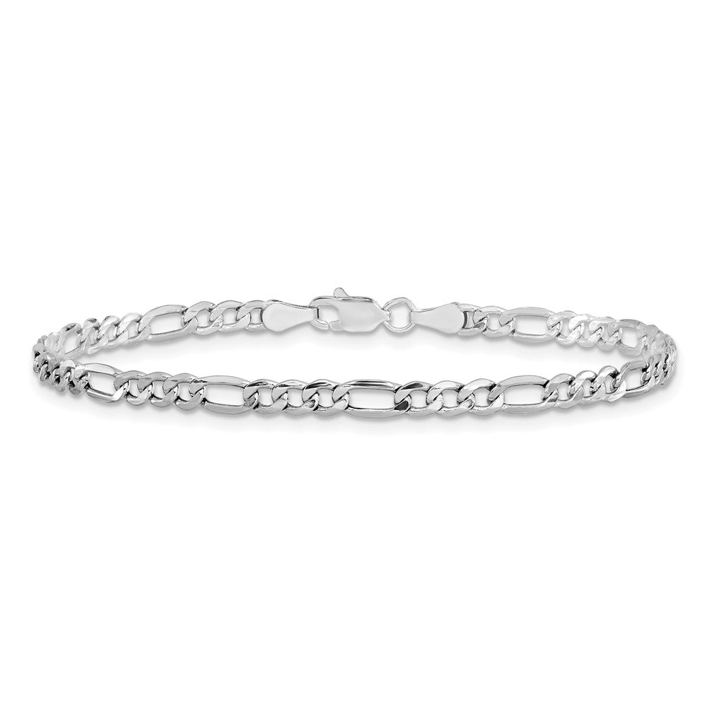 14k White Gold 3.5mm Semi-Solid Figaro Chain - Product Photo