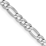 14k White Gold 3.5mm Semi-Solid Figaro Chain - Product Photo