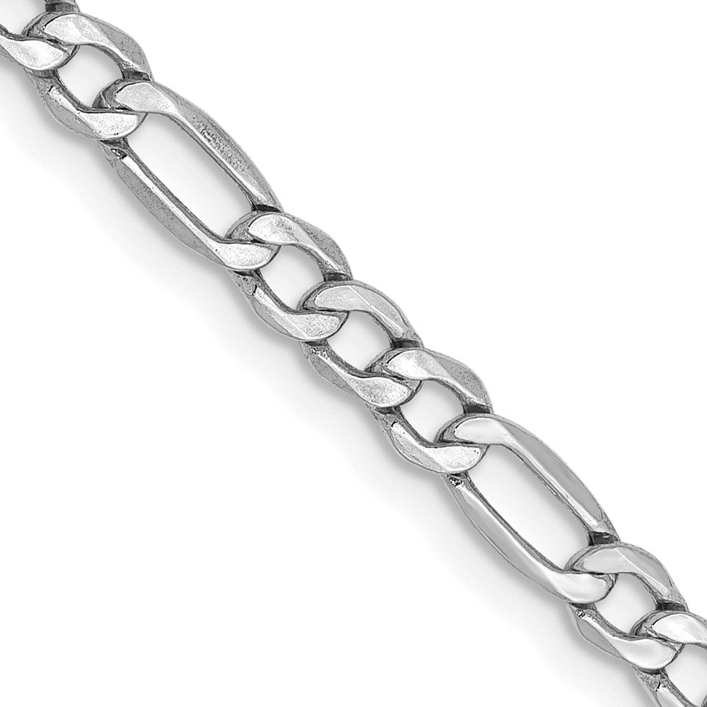 14K White Gold 3.5mm Semi-Solid Figaro Chain Necklace 16"-26"