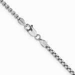 14K White Gold 2.45mm Semi-Solid Round Box Chain Necklace 18"-30" - Product Photo