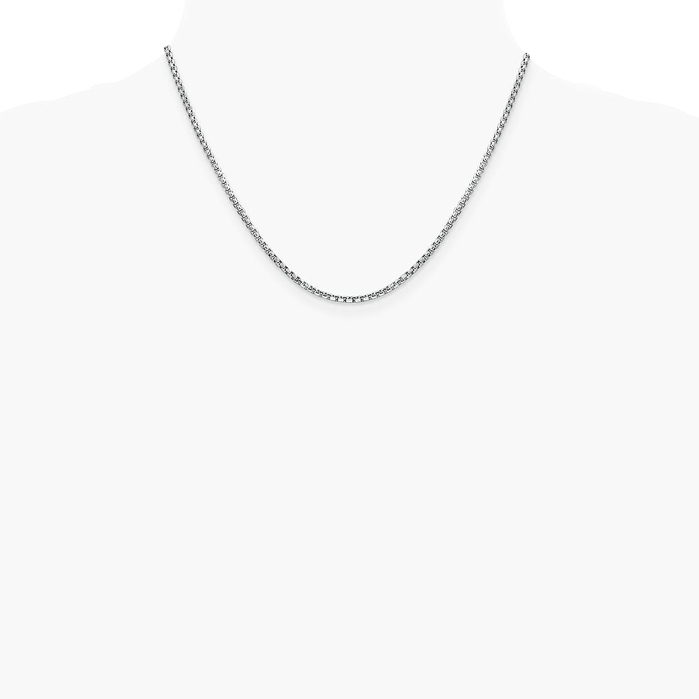 14K White Gold 2.45mm Semi-Solid Round Box Chain Necklace 18"-30" - Product Photo