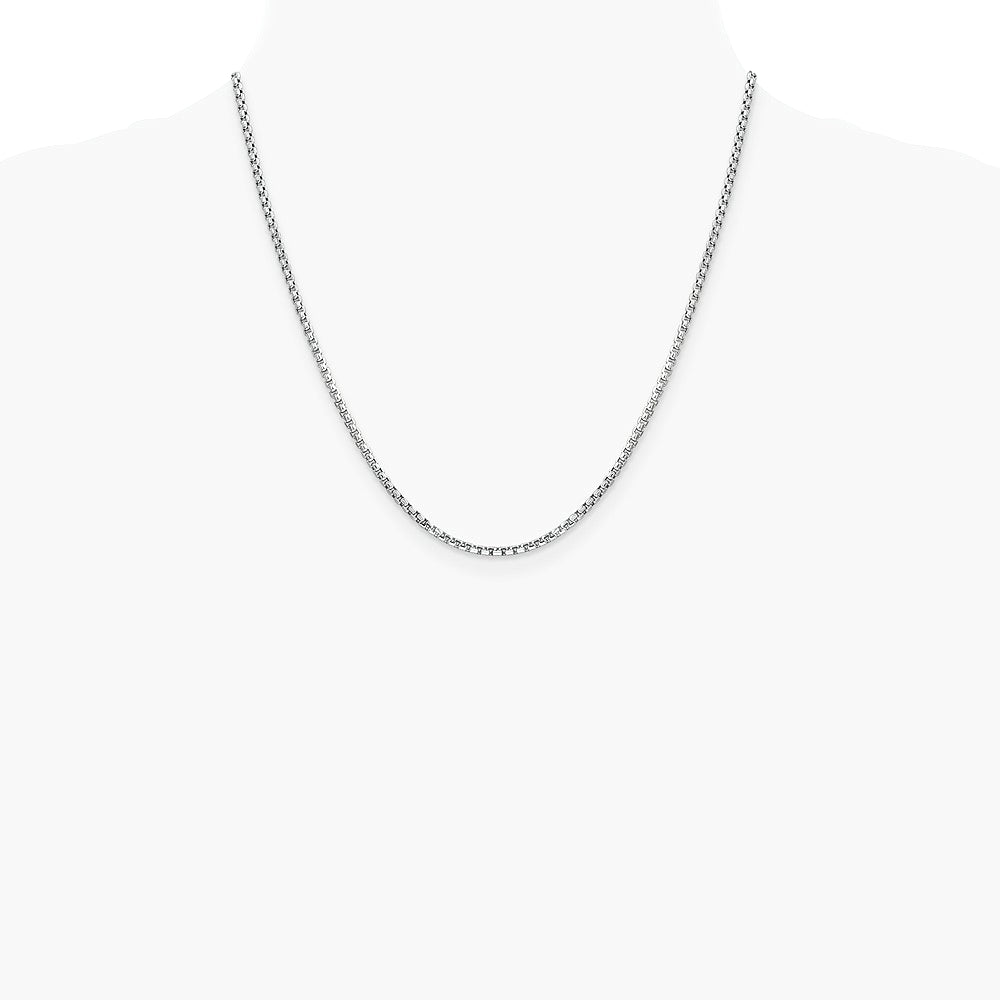 14K White Gold 2.45mm Semi-Solid Round Box Chain Necklace 18"-30" - Product Photo