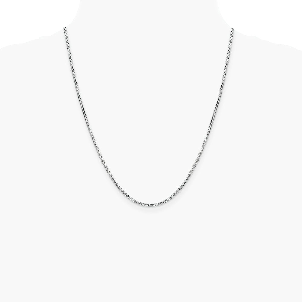 14K White Gold 2.45mm Semi-Solid Round Box Chain Necklace 18"-30" - Product Photo