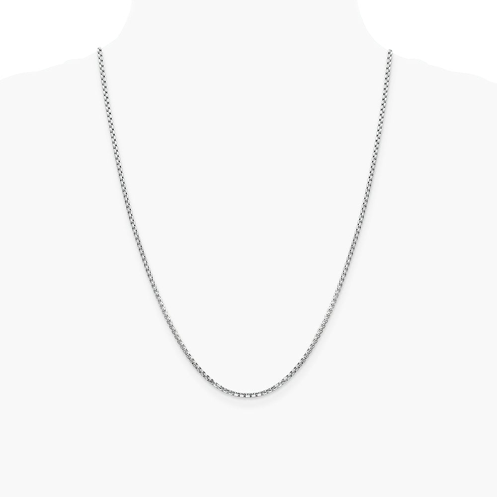 14K White Gold 2.45mm Semi-Solid Round Box Chain Necklace 18"-30" - Product Photo