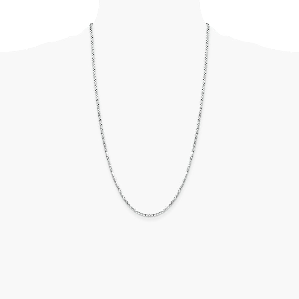 14K White Gold 2.45mm Semi-Solid Round Box Chain Necklace 18"-30" - Product Photo