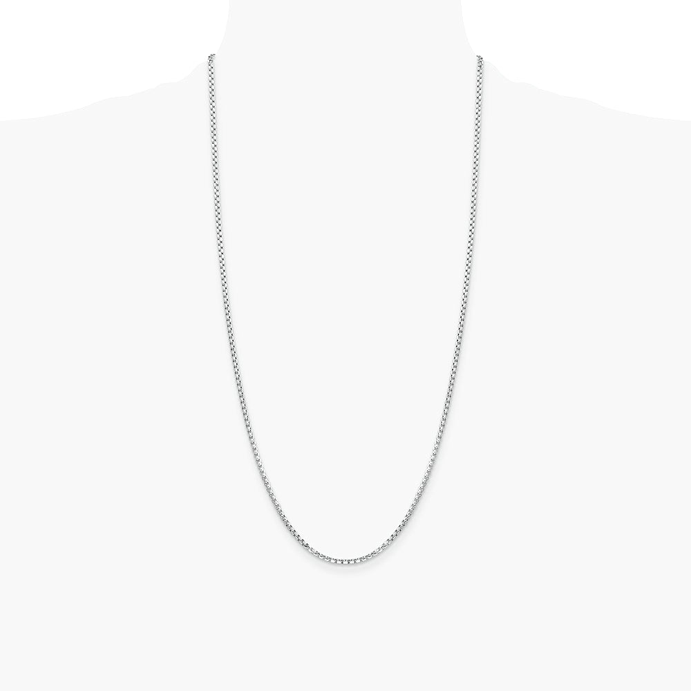 14K White Gold 2.45mm Semi-Solid Round Box Chain Necklace 18"-30" - Product Photo
