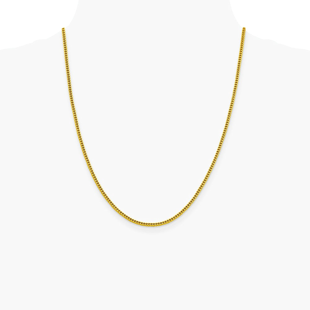 14K Yellow Gold 2.2mm Semi-Solid Franco Chain Necklace 18"-24" - Product Photo