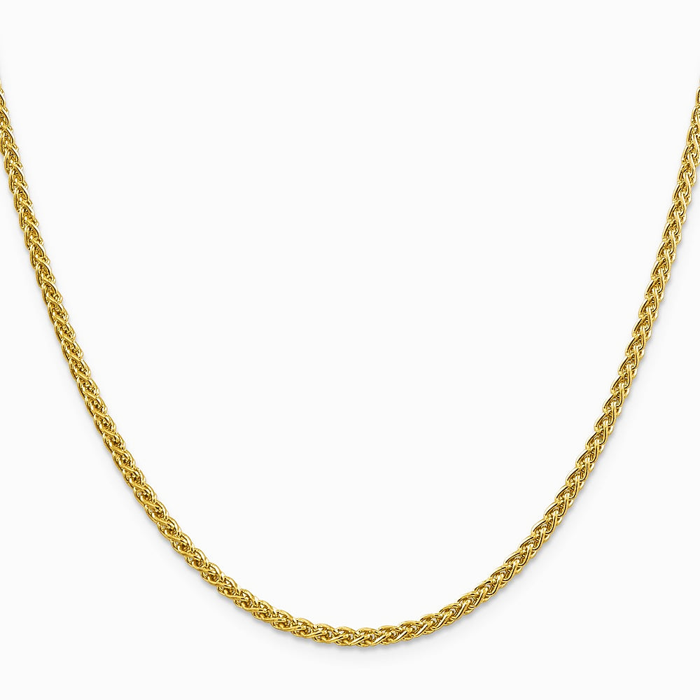 14K Yellow Gold 2.75 mm Semi-solid Wheat Chain Necklace 16"-30" - Product Photo