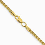 14K Yellow Gold 2.75 mm Semi-solid Wheat Chain Necklace 16"-30" - Product Photo