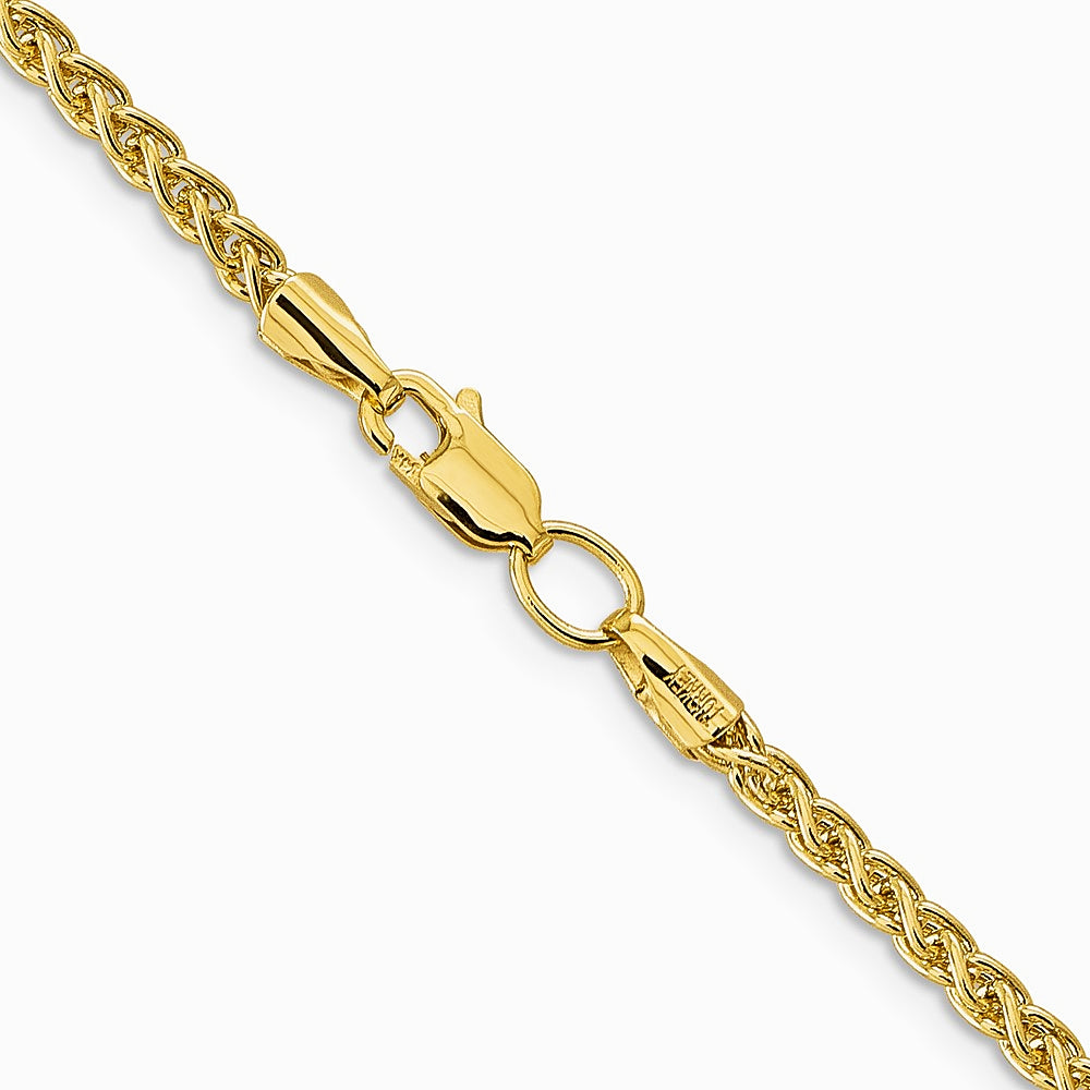 14K Yellow Gold 2.75 mm Semi-solid Wheat Chain Necklace 16"-30" - Product Photo