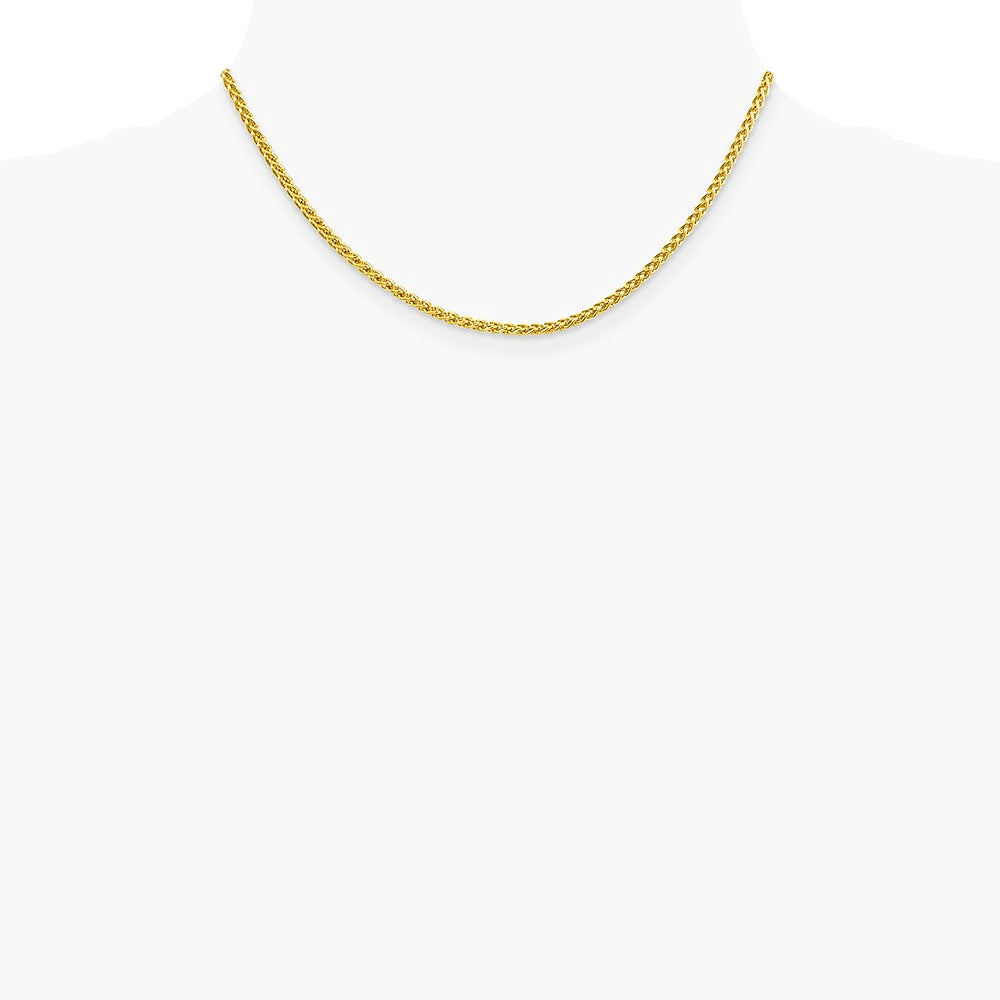 14K Yellow Gold 2.75 mm Semi-solid Wheat Chain Necklace 16"-30" - Product Photo