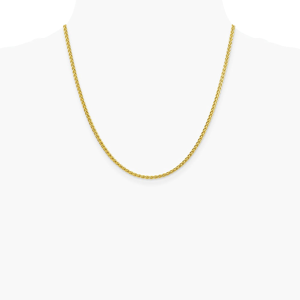 14K Yellow Gold 2.75 mm Semi-solid Wheat Chain Necklace 16"-30" - Product Photo