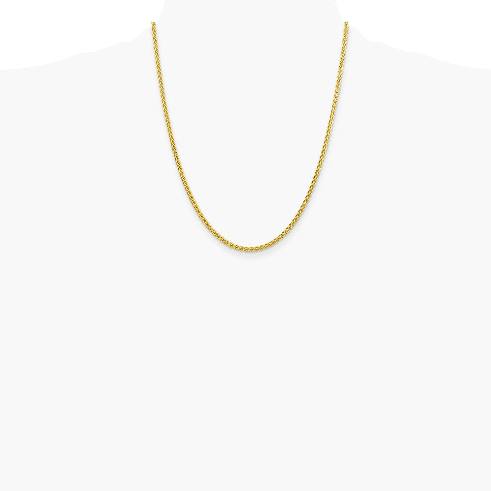 14K Yellow Gold 2.75 mm Semi-solid Wheat Chain Necklace 16"-30" - Product Photo