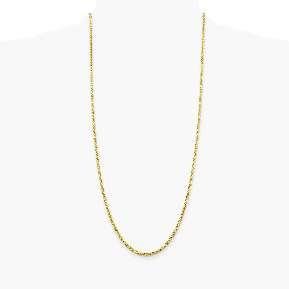 14K Yellow Gold 2.75 mm Semi-solid Wheat Chain Necklace 16"-30" - Product Photo