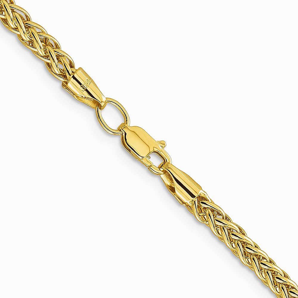 14K Yellow Gold 3.5 mm Semi-solid 3-Wire Wheat Chain Necklace 18"-24" - Product Photo