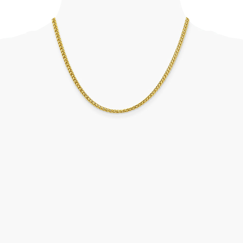 14K Yellow Gold 3.5 mm Semi-solid 3-Wire Wheat Chain Necklace 18"-24" - Product Photo