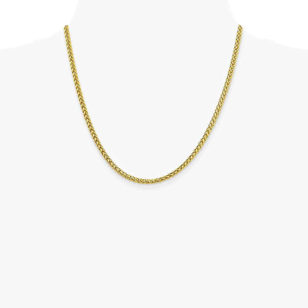14K Yellow Gold 3.5 mm Semi-solid 3-Wire Wheat Chain Necklace 18"-24" - Product Photo