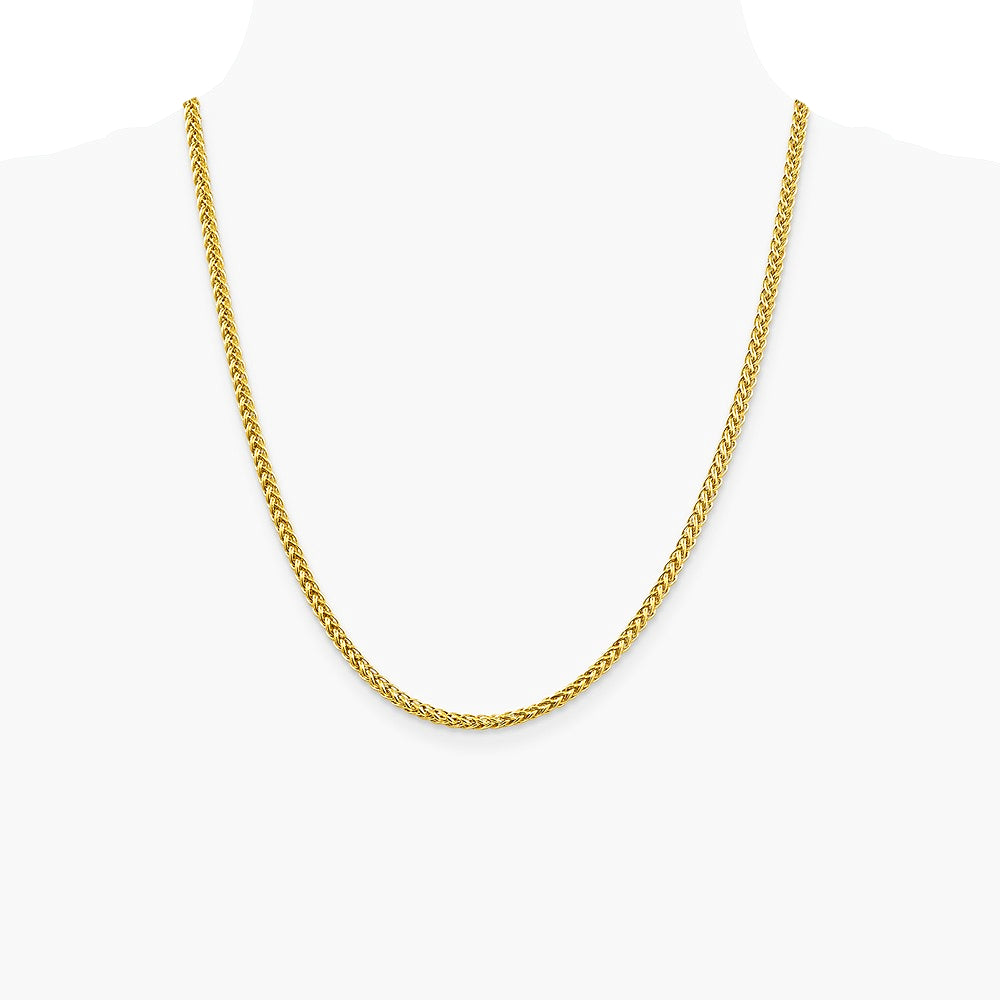 14K Yellow Gold 3.5 mm Semi-solid 3-Wire Wheat Chain Necklace 18"-24" - Product Photo