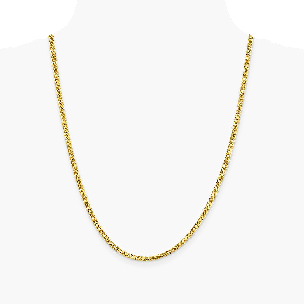 14K Yellow Gold 3.5 mm Semi-solid 3-Wire Wheat Chain Necklace 18"-24" - Product Photo