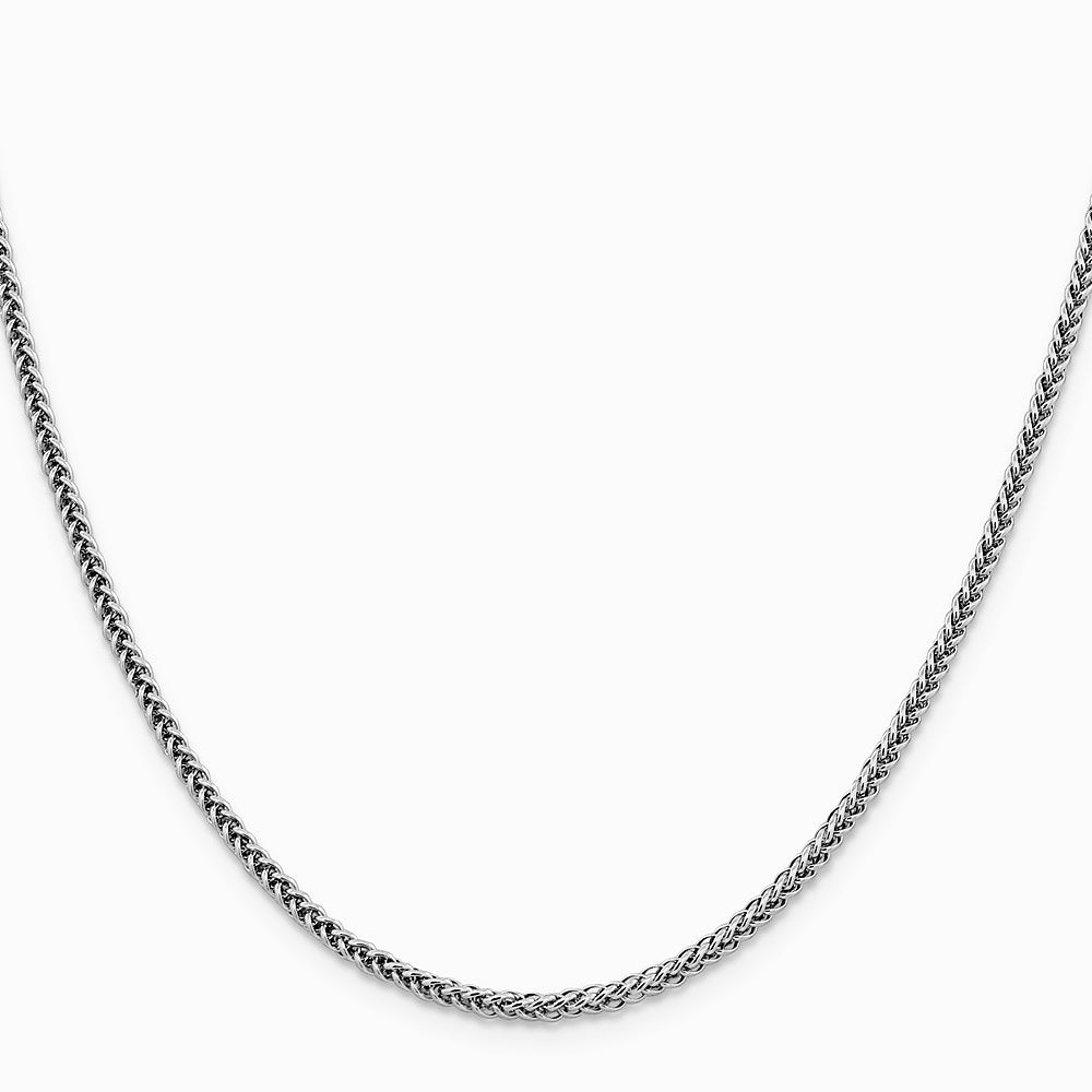 14K White Gold 2.35mm Semi-solid 3-Wire Wheat Chain Necklace 16"-24" - Product Photo
