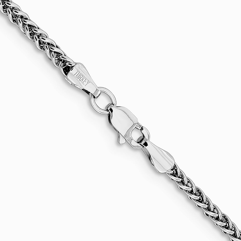 14K White Gold 2.35mm Semi-solid 3-Wire Wheat Chain Necklace 16"-24" - Product Photo