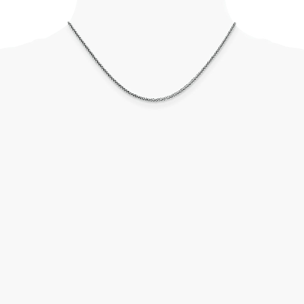 14K White Gold 2.35mm Semi-solid 3-Wire Wheat Chain Necklace 16"-24" - Product Photo