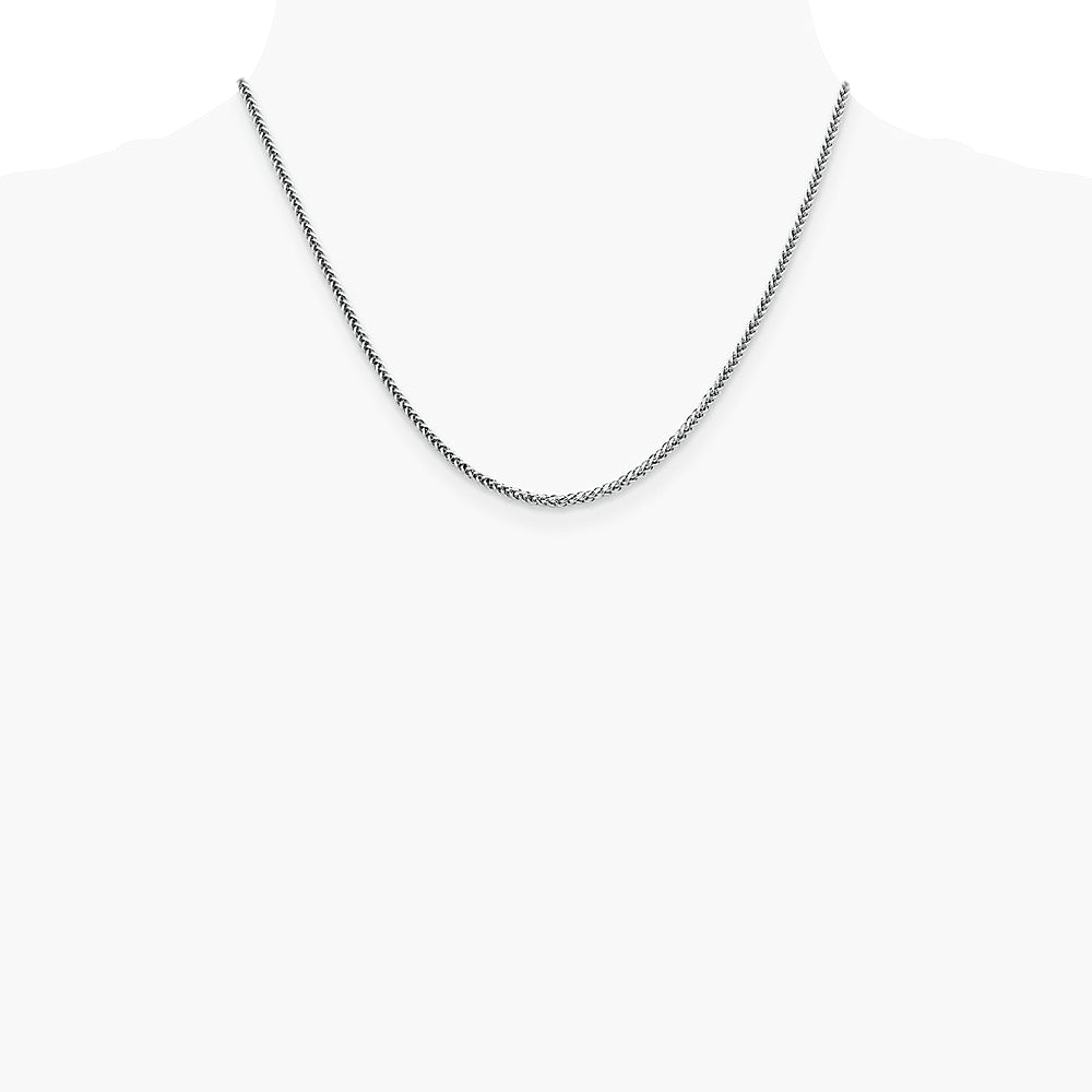14K White Gold 2.35mm Semi-solid 3-Wire Wheat Chain Necklace 16"-24" - Product Photo