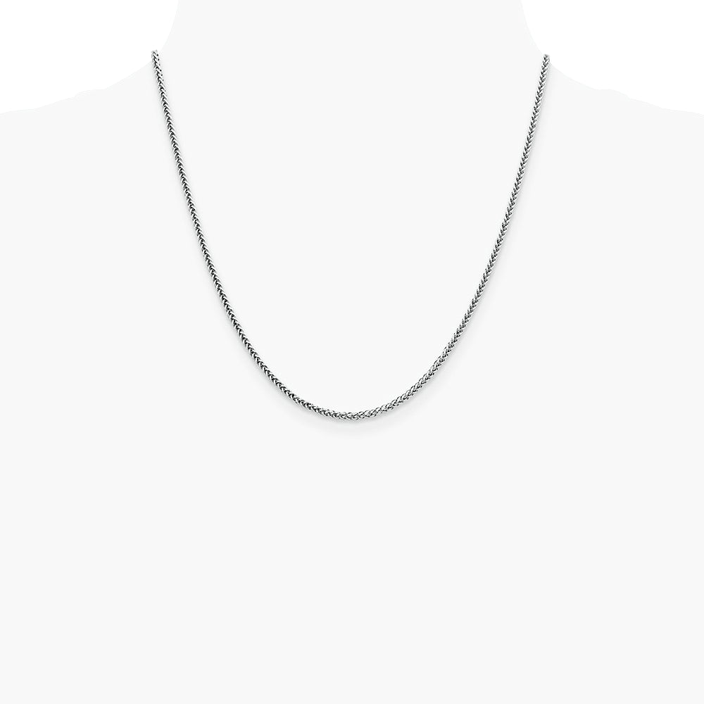 14K White Gold 2.35mm Semi-solid 3-Wire Wheat Chain Necklace 16"-24" - Product Photo
