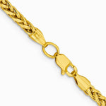 14K Yellow Gold 3.1 mm Semi-solid Diamond-Cut Wheat Chain Necklace 18"-24" - Product Photo