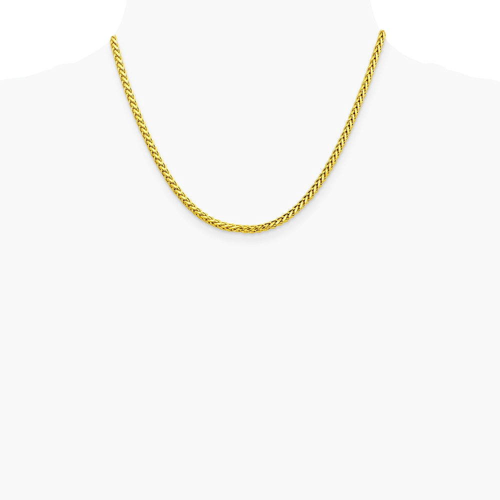 14K Yellow Gold 3.1 mm Semi-solid Diamond-Cut Wheat Chain Necklace 18"-24" - Product Photo