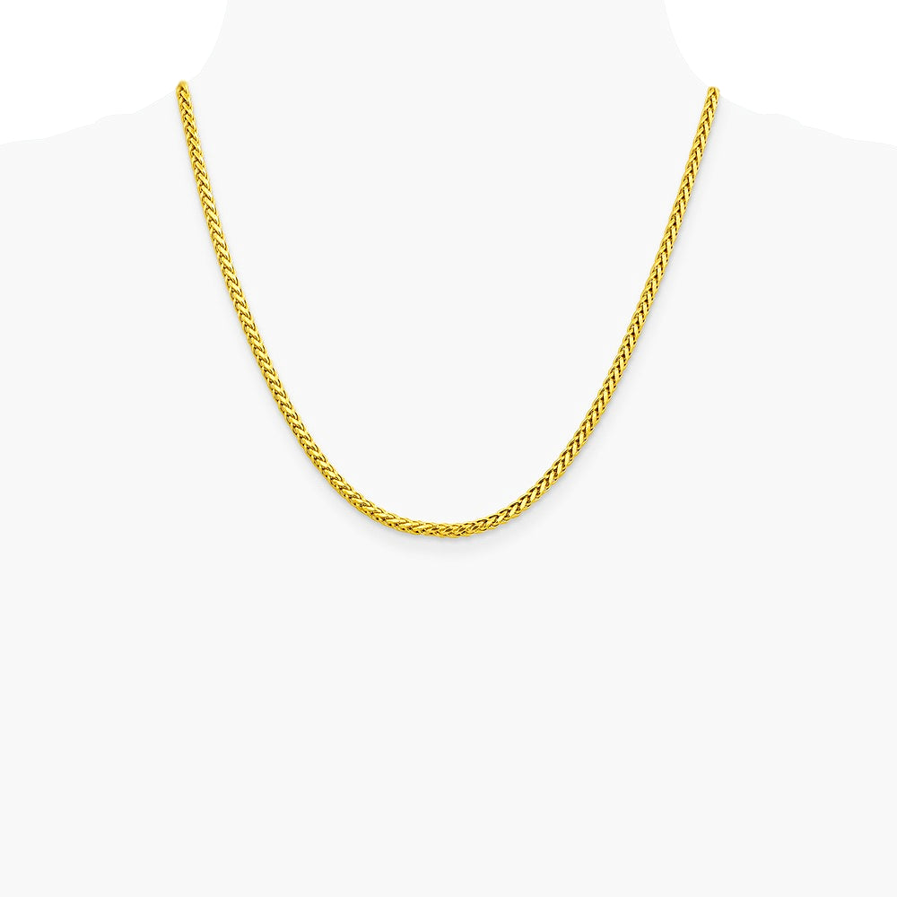 14K Yellow Gold 3.1 mm Semi-solid Diamond-Cut Wheat Chain Necklace 18"-24" - Product Photo